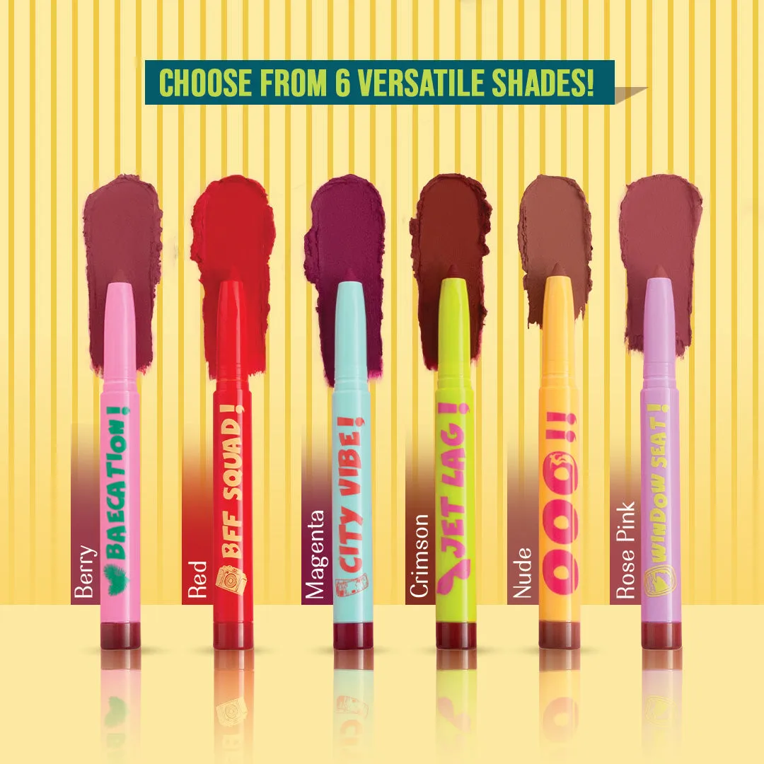 BFF Squad- Passport to Plump Lip Volumizing Matte Crayon  (Red) Transfer-proof
