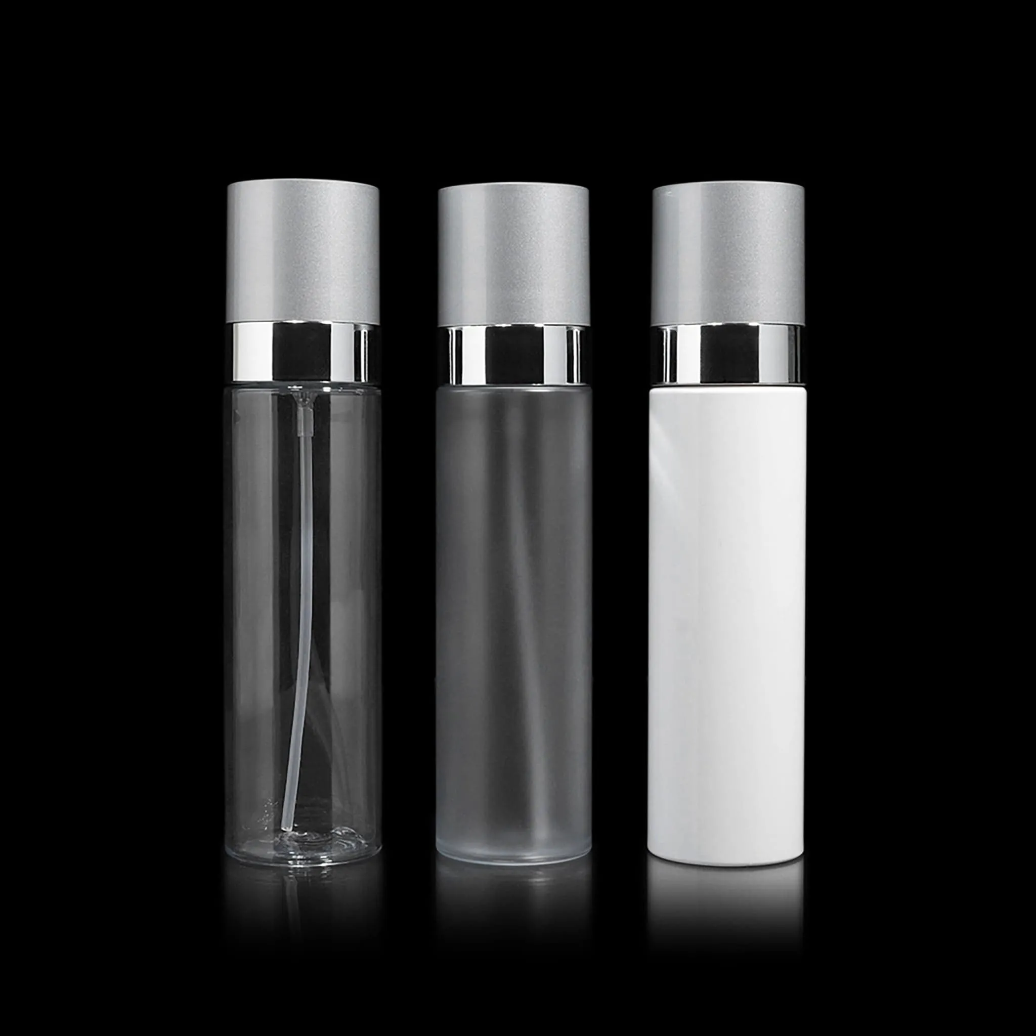 Cloud 100 ML Fine Mist Spray Bottle Clear with Matte Silver Cap