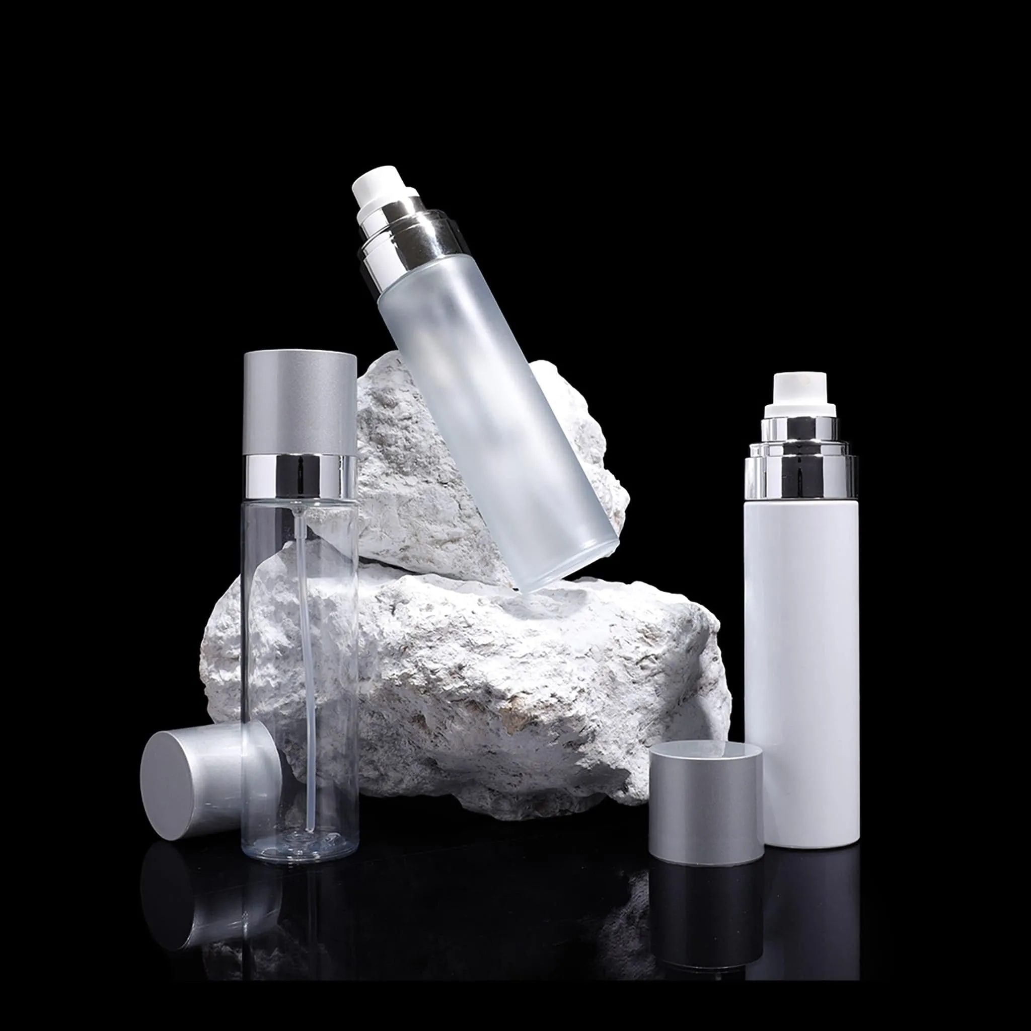 Cloud 100 ML Fine Mist Spray Bottle Clear with Matte Silver Cap