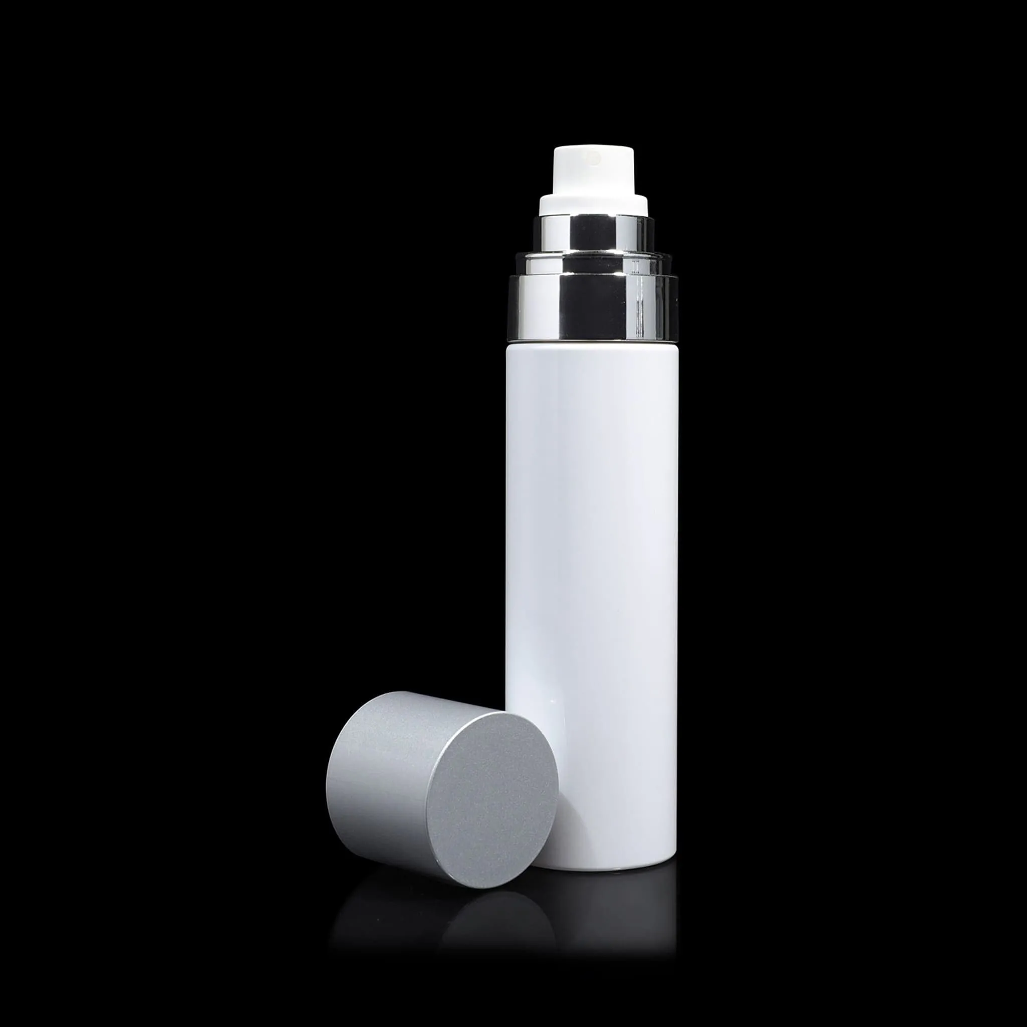 Cloud 100 ML Fine Mist Spray Bottle White with Matte Silver Cap