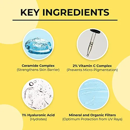 Dr. Sheth's Ceramide & Vitamin C Sunscreen SPF 50  PA    | For Deep Moisturization | Non-Greasy, Quick-Absorbing | Zero White Cast | For Women & Men | UVA UVB Sun Protection | 50g