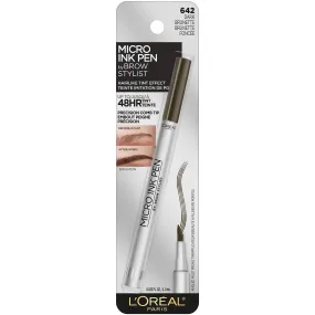 L'OREAL - Brow Stylist Micro Ink Pen Up to 48HR Wear Dark Brunette 642 - 0.033 fl oz (1 ml)