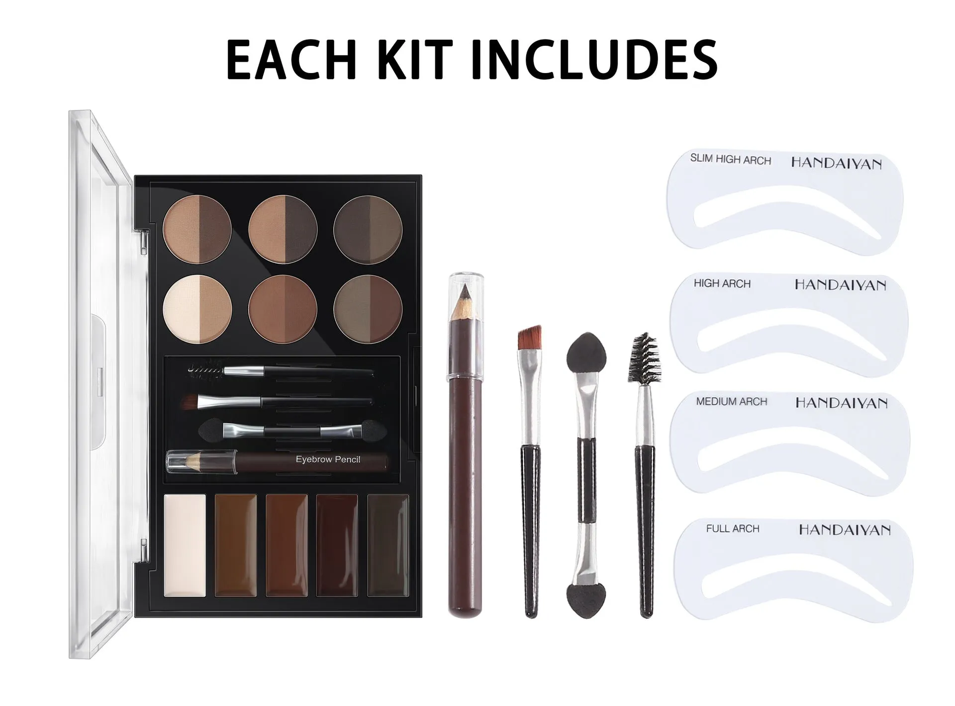MA552 - Professional Eyebrow Powder Eyebrow Gel Eye Brow Pen Brush Stencil Set