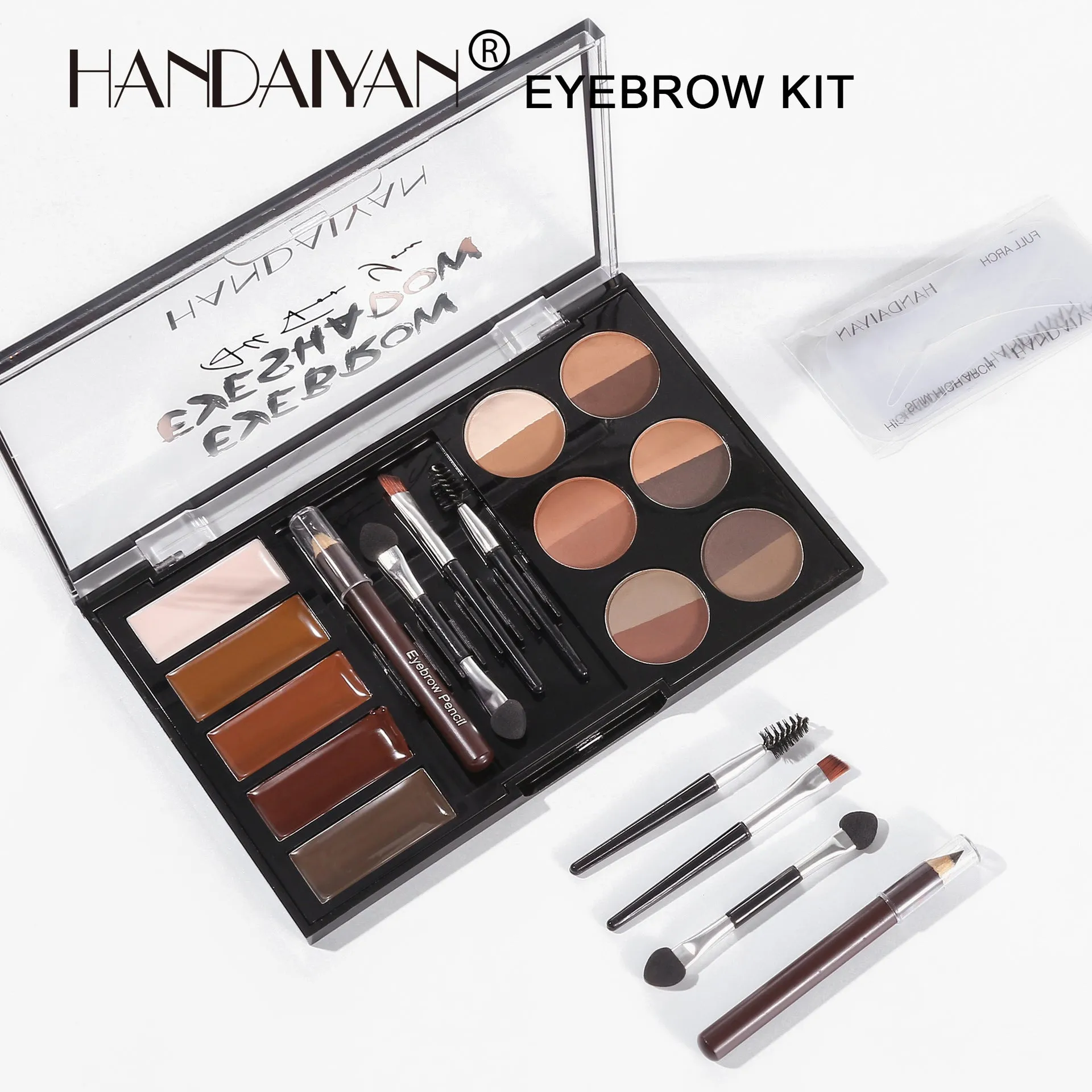 MA552 - Professional Eyebrow Powder Eyebrow Gel Eye Brow Pen Brush Stencil Set