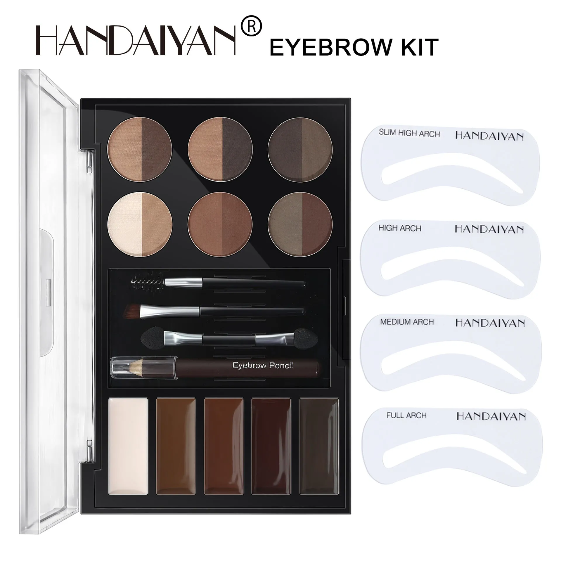 MA552 - Professional Eyebrow Powder Eyebrow Gel Eye Brow Pen Brush Stencil Set