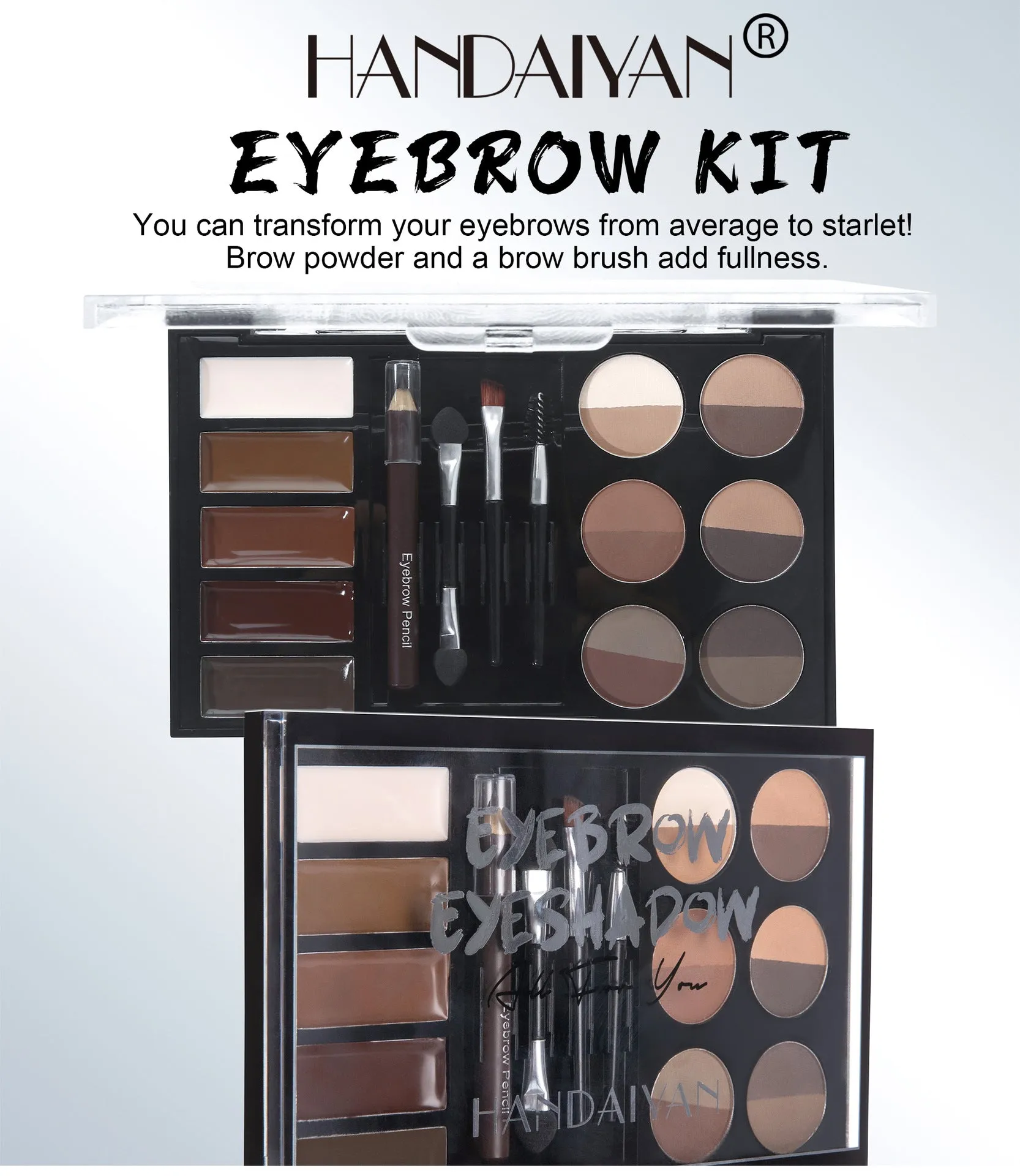 MA552 - Professional Eyebrow Powder Eyebrow Gel Eye Brow Pen Brush Stencil Set