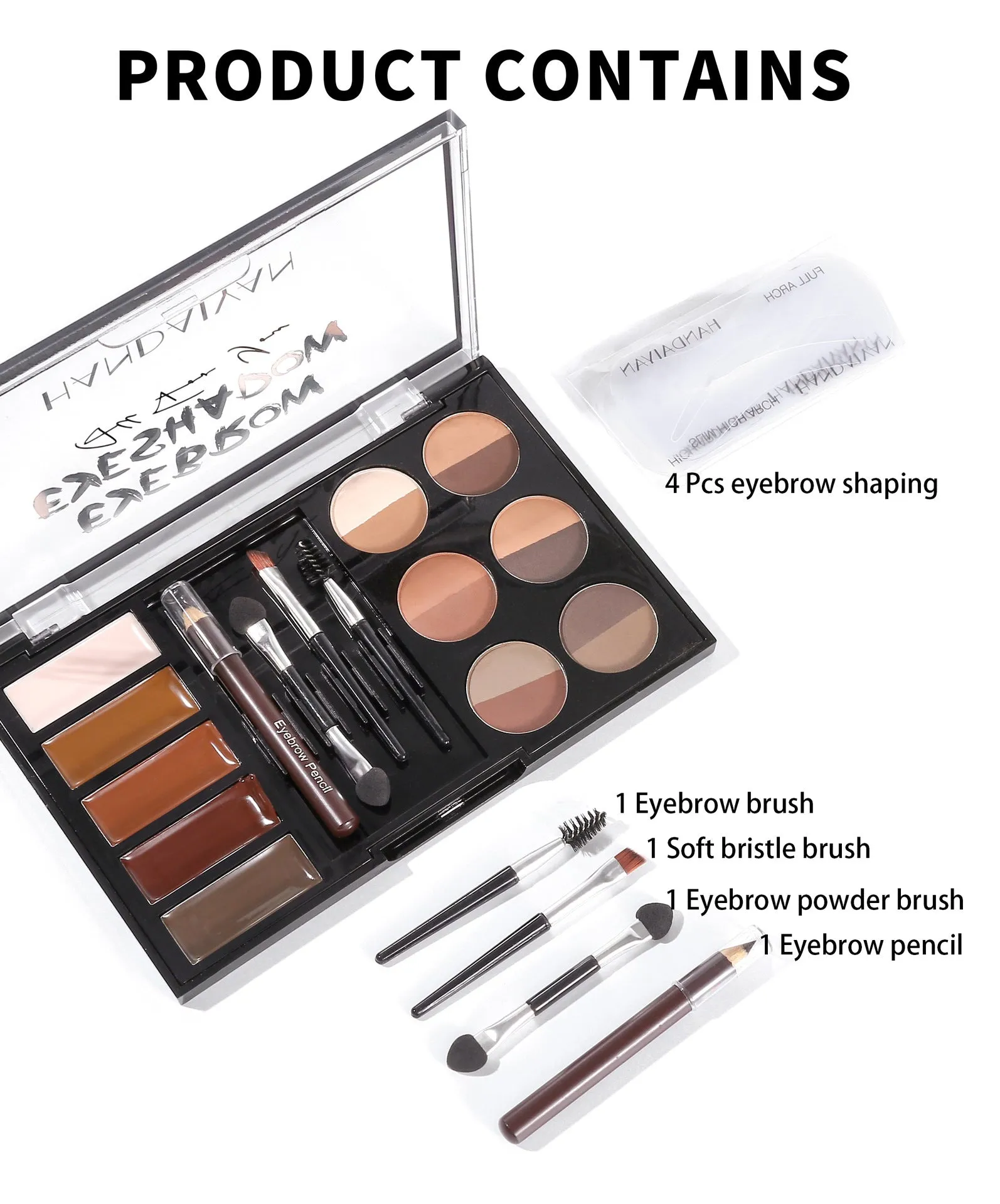 MA552 - Professional Eyebrow Powder Eyebrow Gel Eye Brow Pen Brush Stencil Set