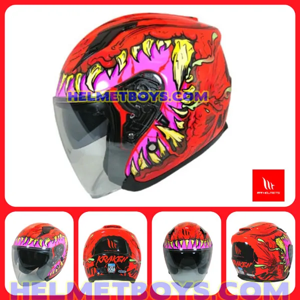 MT Motorcycle Sunvisor Helmet A5 KRAKEN PINK