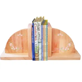 Natural Wood Blush Floral Garland Bookends