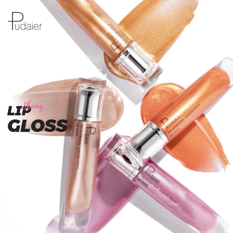 Toleet-Christmas/Thanksgiving Gift Winter Makeup Ideas Pearlescent Glitter Plumping Lip Gloss Mirror Jelly Moisturizing Liquid Lipstick Clear Mermaid Pink Sexy Lip Tint Lips Cosmetics