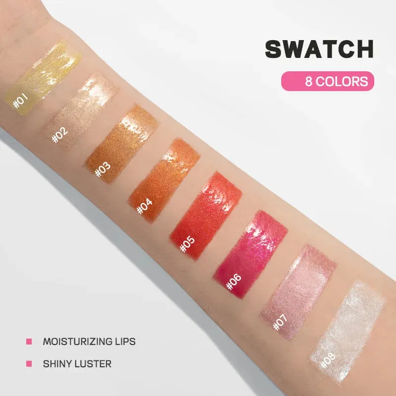 Toleet-Christmas/Thanksgiving Gift Winter Makeup Ideas Pearlescent Glitter Plumping Lip Gloss Mirror Jelly Moisturizing Liquid Lipstick Clear Mermaid Pink Sexy Lip Tint Lips Cosmetics