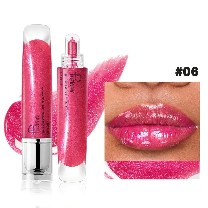 Toleet-Christmas/Thanksgiving Gift Winter Makeup Ideas Pearlescent Glitter Plumping Lip Gloss Mirror Jelly Moisturizing Liquid Lipstick Clear Mermaid Pink Sexy Lip Tint Lips Cosmetics